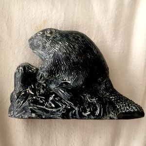 Al Wolf Original Soapstone Beaver Sculpture Figurine - 1970’s